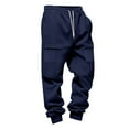thumbnail image 4 of Two Piece Sweatshirt Set for Men Long Sleeve Zipper Up Hoodie Overalls Solid Pants Outerwear with Pockets Navy L, 4 of 8