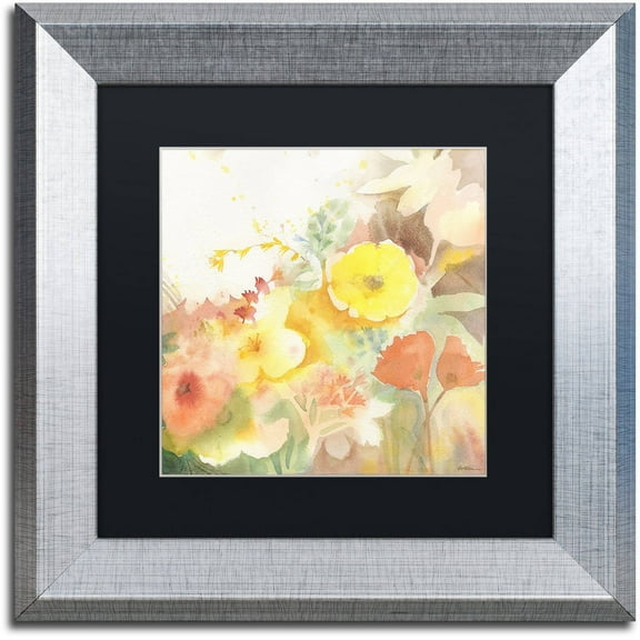 Trademark Fine Art "Yellow Path" Canvas Art by Sheila Golden, Black Matte, Silver Frame