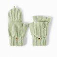 thumbnail image 2 of SAWOBUUN Kids Winter Convertible Flip Top Gloves Boys Girls Knit Half Finger Flip Mittens Warm Thermal Outdoor Cold Weather Gloves, 2 of 6