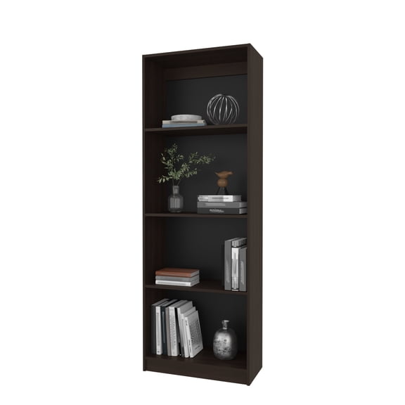 Knubmt 4 Shelves Wood Bookshelf Bookcase Book Display Storage Rack for Living Room, Office, Dark Brown