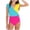Yellow, variant on BaoFuBaoMei 1 Piece Bathing Suit Girl Cape Sleeve Padded Swimsuits Contrast Full Coverage Swimwear Vacation Casual Swim Set