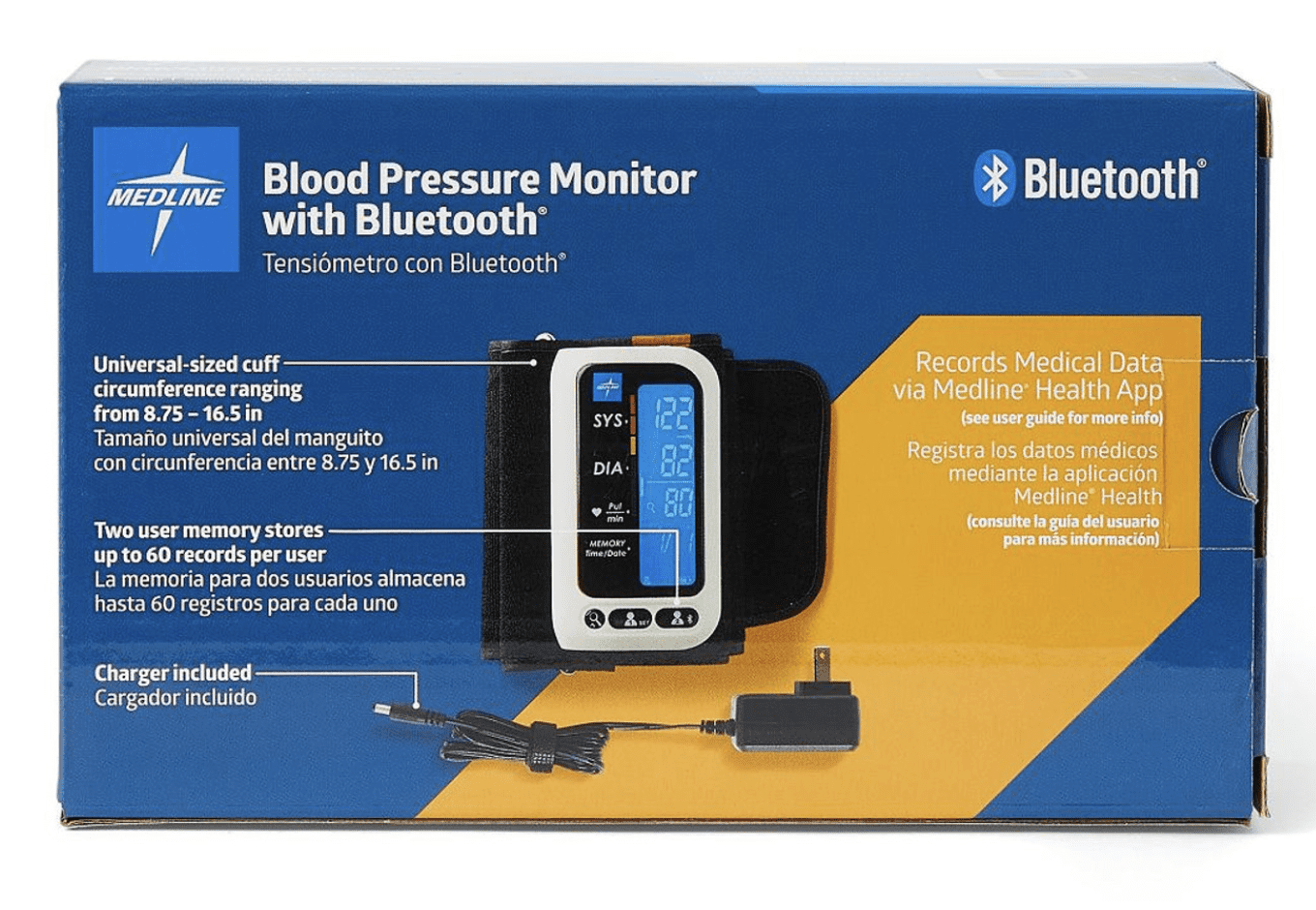 Medline Bluetooth Blood Pressure Monitor, Digital LCD Display