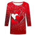 thumbnail image 4 of GA WEIHUA Online Deals,Women's 3/4 Sleeve Shirts Cute Love Rose Butterfly Print Tops Trendy Valentine's Day Crewneck T Shirts Casual Fashion Tops Funny Blouse(Multicolor,XXL), 4 of 5