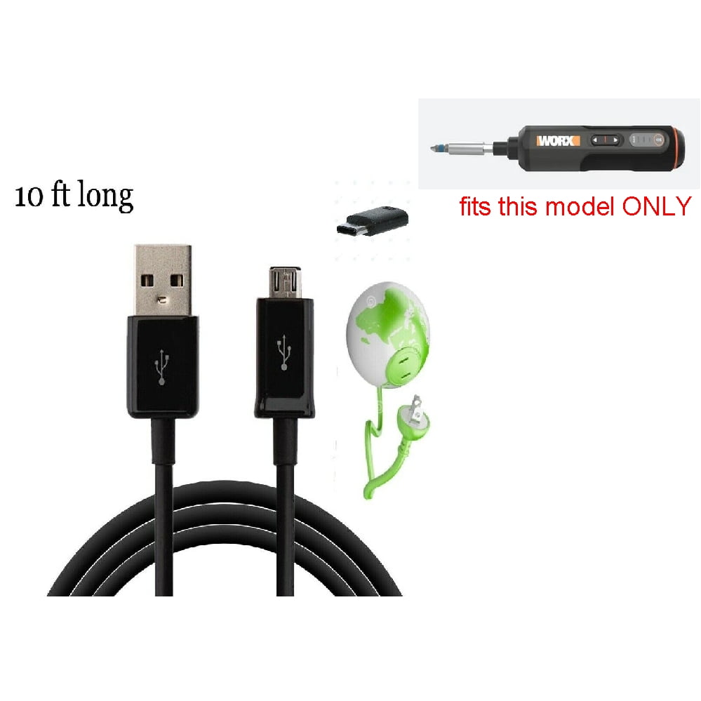 10ft C USB Charger for 4V Worx Cordless Screwdriver FITS 1 MODEL ONLY