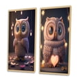 thumbnail image 3 of Designart "Adorable Knitted Pink Heart Owl IV" Animals Owl Framed Wall Art Set Of 2 - Children's Art Pink Frame Gallery Set For Office Decor, 3 of 6