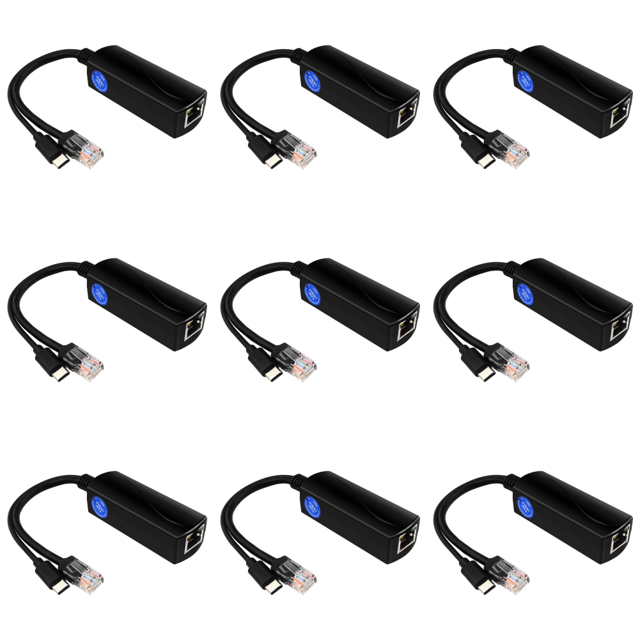 Divisor Gigabit PoE 48V A 5V 4A Adaptador USB C IEEE802.3af/at para Raspberry Pi5