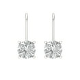 thumbnail image 3 of 1.5 Ct Round Cut Drop Dangle Clear Moissanite 18K White Solid Solid Gold Everyday Dainty Earrings Lever Back, 3 of 7