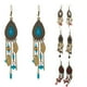 thumbnail image 4 of Jumpingount Pendientes clásicos de gota de agua occidental pintura hojas borlas Multicolor elegante misterioso oreja colgantes joyería Ropa, zapatos y accesorios Miscelánea azul malaquita Jumpingount AP009324-01B, 4 of 6