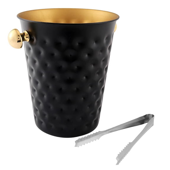 Stainless Steel Hammered Ice Bucket Wine Champagne Bucket Home Hotel Supplies KTV Supplies,Black