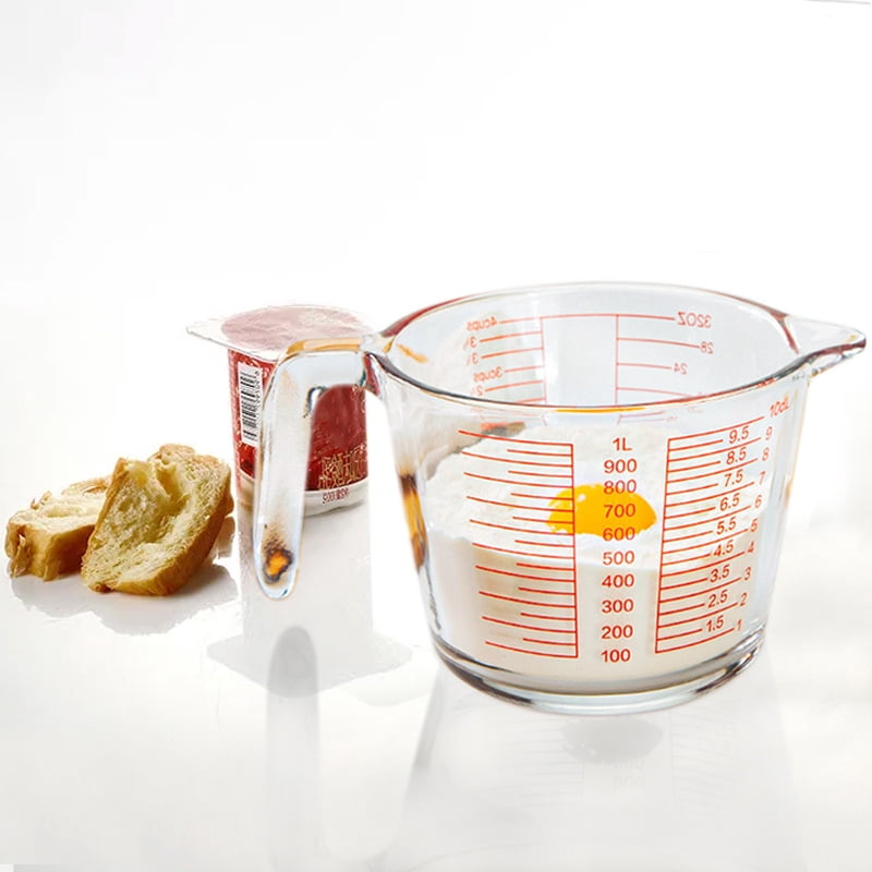 Glass Measuring Cups Set of 3 – 1/2/4 Cup, Heat Resistant, Dishwasher Safe, Raised Markings