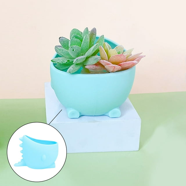 Durable Silicone Desktop Planter Adorable Dinosaur Design Mini Decorative Pot for Succulents and Small