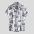 thumbnail image 2 of CHOK Haut d'Été pour Hommes Col Chemise Coton Lin Mode Haut Décontracté Ample à Manches Courtes Chemisier, 2 of 7