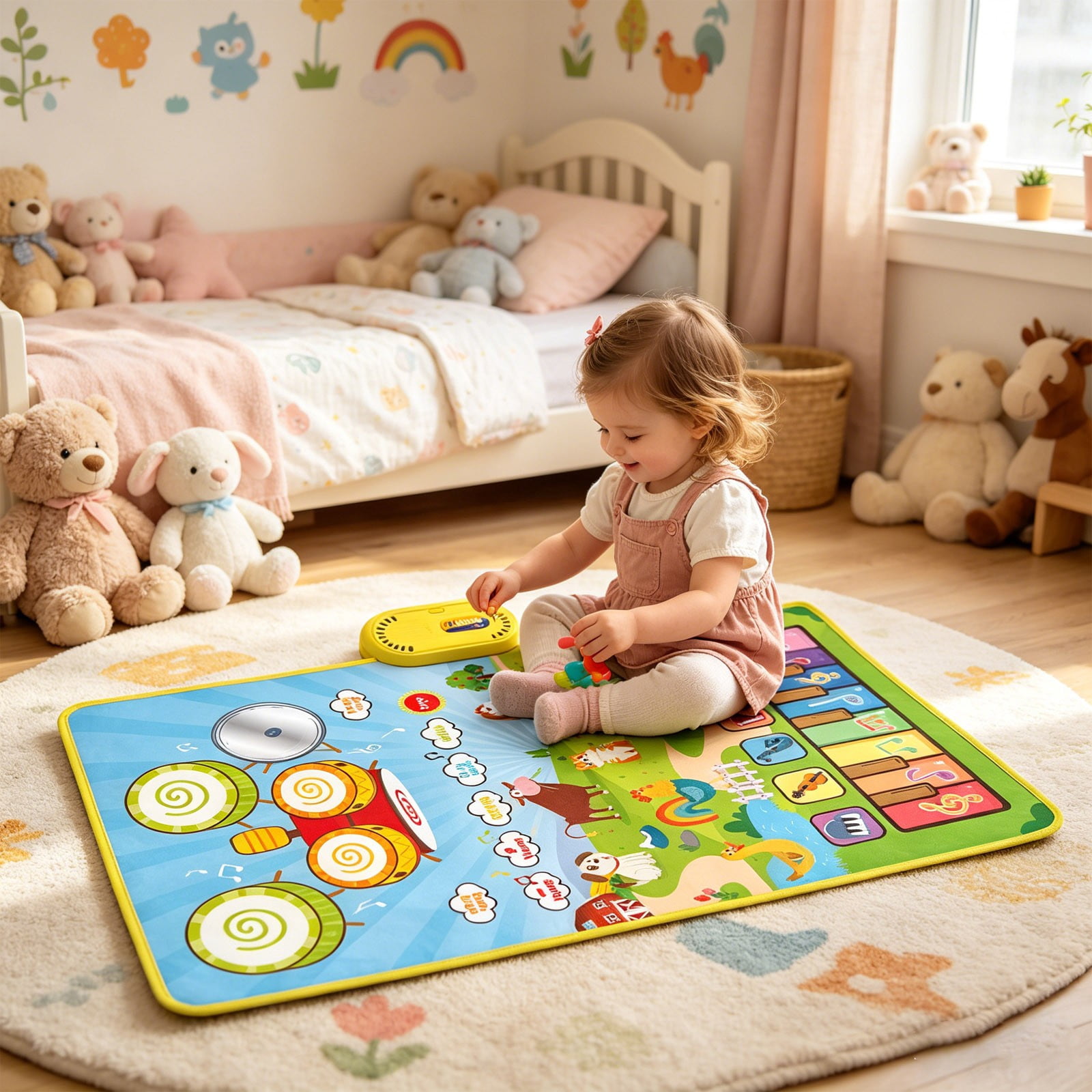 Piano Mats, 3-in-1 Animal Musical Play Mat with Piano & Drum for Montessori Sensory Early Educational Musical Learning Toys, Ideal Birthday Toy