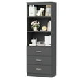 thumbnail image 5 of Homfa 2 Set of Bookcases with 3 Drawers, 71"H 3 Tier Wooden Storage Bookshelf for Living Room Home Office, Grey, 5 of 7