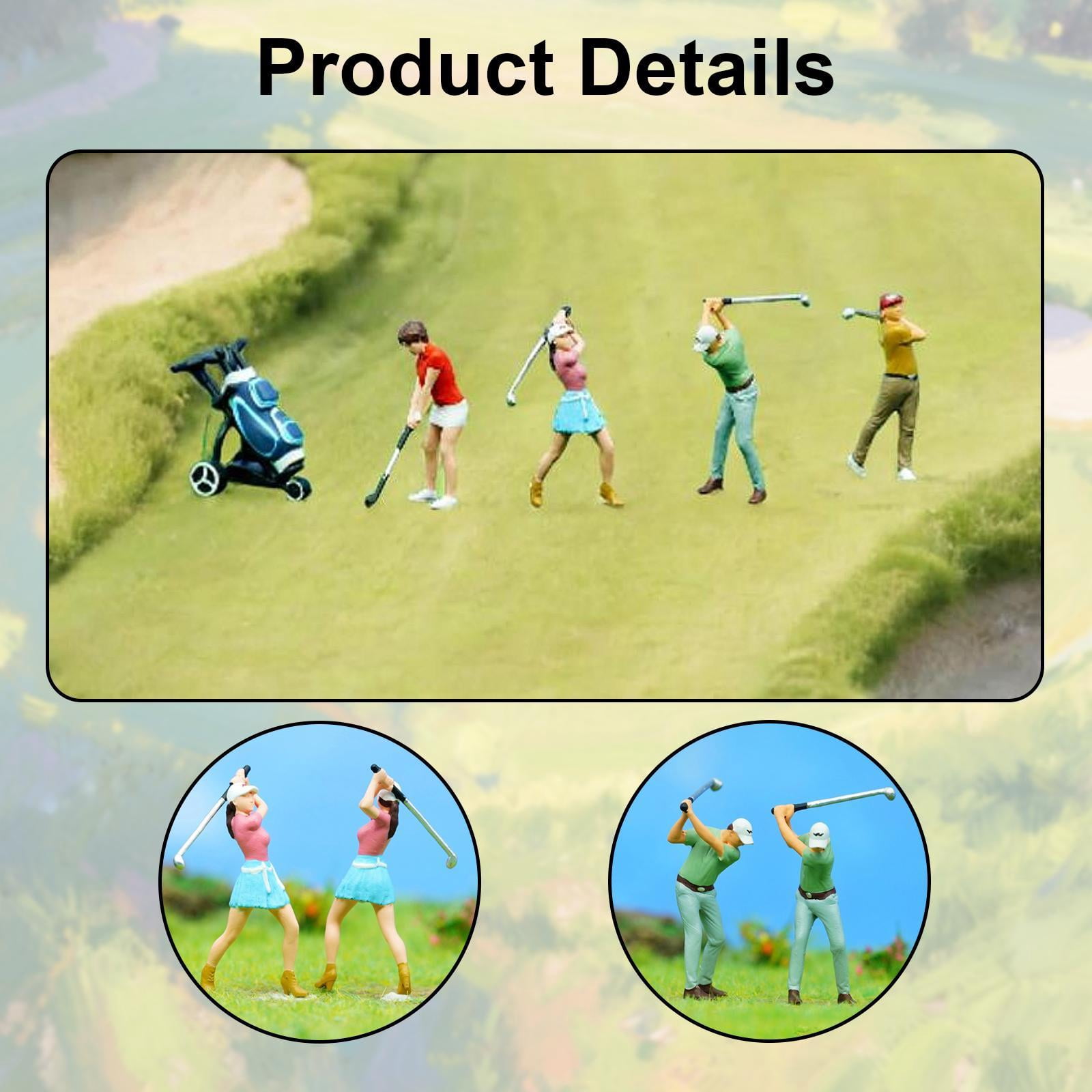 QccHieUs 4 Pieces 1/64 Miniature Golfer Figures Miniature Golf Players Playing Golf Photo with Bag