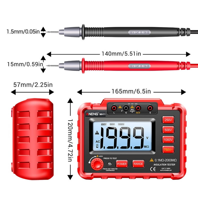 Testeur De Résistance D'isolement ANENG MH15 | Tension AC/DC Automatique, écran LCD | Outil Numérique Neuf