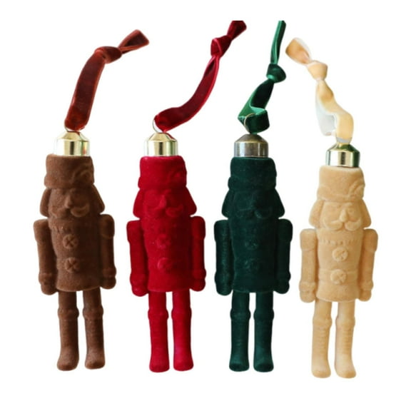 LeeQinersw 4Pcs Christmas Hanging Decorations Trees Flocking Nutcracker Soldier Figures
