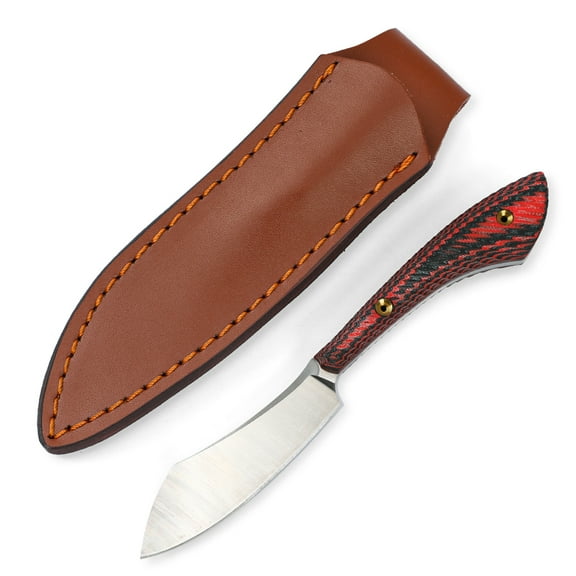 Dispatch 6.5" Fixed Blade Knife D2 Blade G10 Handle with Leather Sheath EDC Tool Mushroom knife