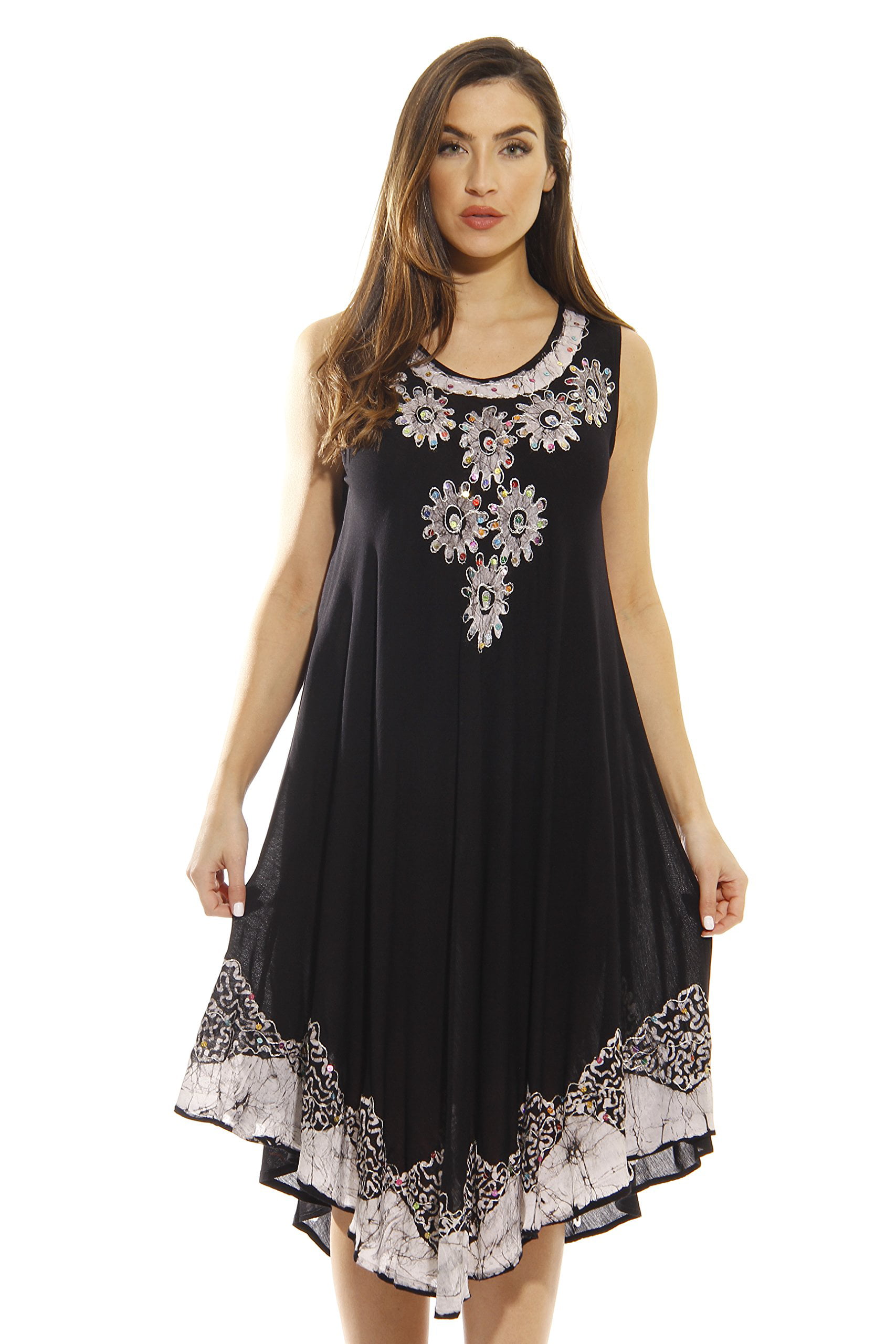 Riviera Sun - Floral Batik Sundresses for Women (Black / White, 1X ...