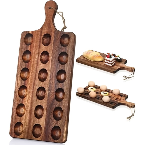 18&30-hole Reversible Wooden Deviled Egg Platter Deviled Egg Tray Charcuterie Board Cutting Board Cheese Serving Tray for Home Kitchen