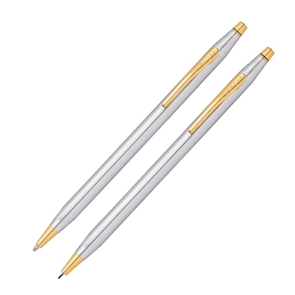 Cross Classic Century Refillable Medium Ballpoint Pen And 0.7mm Pencil Set, Includes Premium Gift Box - Medalist Chrome