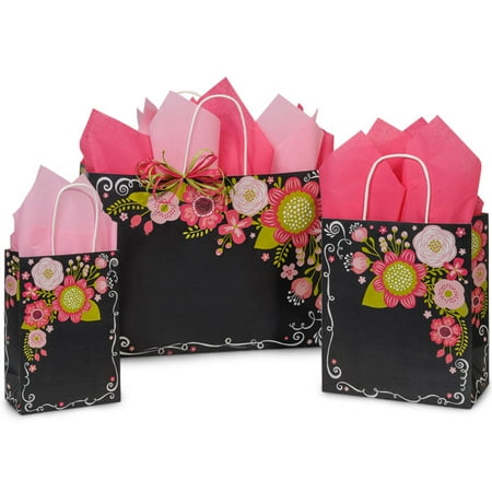 125 Chalkboard Flowers Assortment (125 Pack ) 50 Cub & 25 Vogue Bags