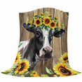 thumbnail image 6 of Farmhouse Cow Blanket Soft Cozy Warm Throw Blanket for Couch, Plush Fuzzy Flannel Fleece Blankets for Sofa, Pastoral Sunflower Botanical Brown Wooden Bed Blankets Lightweight Gifts for Women, 40"x50", 6 of 9