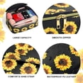 thumbnail image 2 of 3 bolsas de maquillaje para mujer, bolsa de cosméticos de viaje portátil, organizador impermeable para bolso con cremallera dorada, lindas bolsas de aseo (girasol negro), 2 of 7