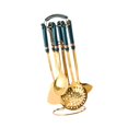 thumbnail image 3 of Juego de utensilios de cocina de 7 Uds con soporte giratorio para encimera, herramienta de cuchara grande, espumadera antiadherente, utensilios de verde, 3 of 8
