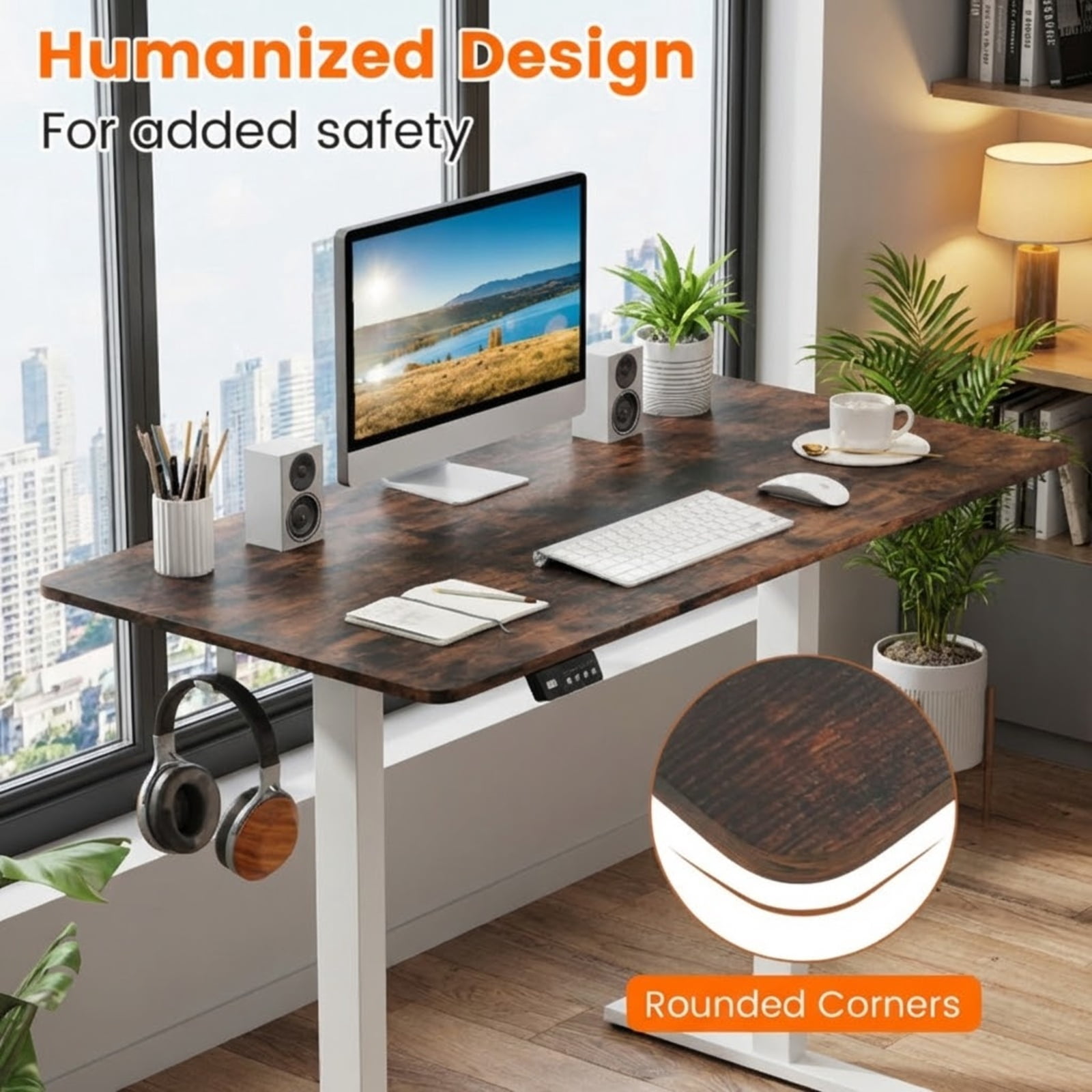 Furnibear Desk Tabletop for Standing Desk, 48 x 24 Inch One-Piece Engineered Wood Desktop for Computer Desk Workbench Bar Table, Rustic Brown
