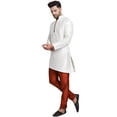 thumbnail image 4 of SKAVIJ Kurta Pajama Set for Men Art Silk Side Cut Indian Wedding Dress Off-White XL, 4 of 6
