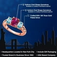 thumbnail image 2 of Gem Stone King 18K Rose Gold Plated Silver Red Created Ruby and Blue Zircon Filigree Style 3 Stone Ring for Women (2.65 Cttw, Oval 8X6MM and 6X4MM) (Size 5), 2 of 6