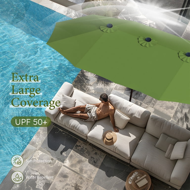 lime green rectangular patio umbrellas AreShark 8'x10' 2 Tiers Umbrella Umbrella Suit for Big Patio Sofas G-Series Greenwich Giant 8.5' x