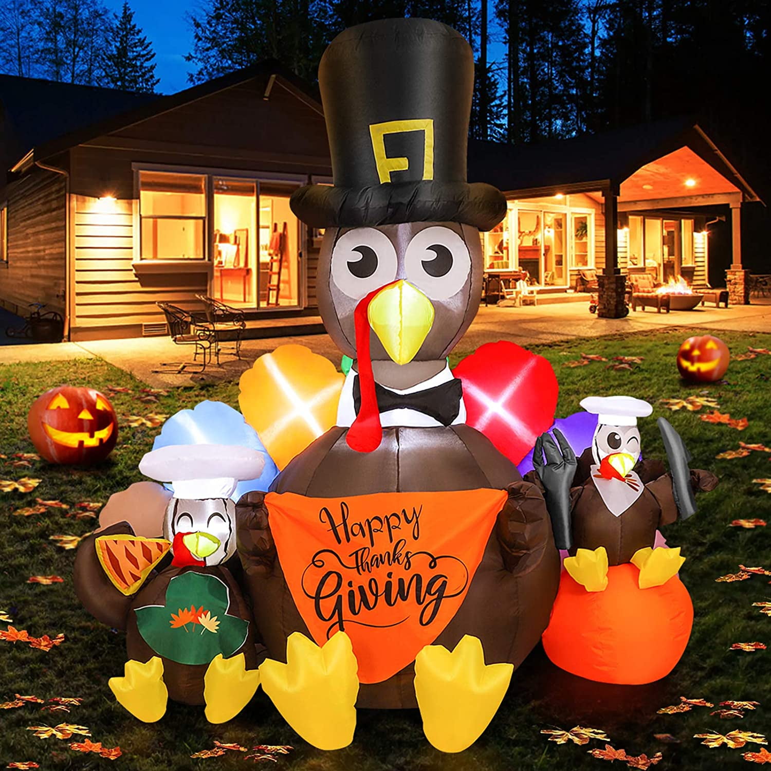 YUNLIGHTS 6FT High Thanksgiving Inflatable Decoration ...