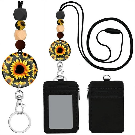 Sunflower Lanyards for Id Badges and Keys, Cute ID Badge Holder with Lanyard, Women Teacher Nurse