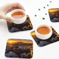 thumbnail image 4 of Leather Coasters with Heat-resistant for Drinks, Lizard With Sunglasses Sunset Cup Coasters Cup Pad Mat for Tabletop Protection, Coffee Table, Office Desk and Housewarming Gift, 4 of 5