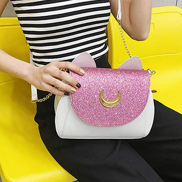 Women Girls Moon Luna Cat Purses Pu Leather Purse Cosplay Messenger Sailor Moon Bag Handbags Shoulder Bags