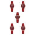 thumbnail image 3 of ZheElen Montre à Quartz Facile à Lire pour Femmes Affichage Analogique à la Mode et Fiable Rouge 5Ensemble, 3 of 6