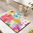 thumbnail image 4 of Dish Drying Mat, 24x18in, Watercolor Flower, Nylon, Diatomite, Rubber Backed, Absorbent, Quick Dry, Non-Slip, Wide Use, 4 of 5