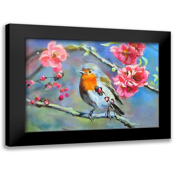 Pautov, Igor 14x11 Black Modern Framed Museum Art Print Titled - Robin in Spring
