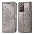 thumbnail image 2 of Galaxy Note 20 Ultra Case, Alltyech PU Leather Mandala Embossed Folding Stand Anti-scratch Folio Flip Credit Cards Slots Wallet Case Cover For Samsung Galaxy Note 20 Ultra, Gray, 2 of 10