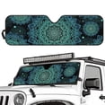 thumbnail image 2 of Yuyamidu Green Windshield Sun Shade Compatible with Jeep Wrangler JK JL Boho Mandala Flower Car Sunshade Heat Shield Windshield Cover, 2 of 7