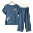 thumbnail image 2 of Women's Print Soft Sleepwear Capri Pajamas Sets Short Sleeve Two-Piece Pjs Round Neck Tops & Capri Pants, 2 of 3