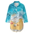 thumbnail image 4 of Xoenoiee Beach Starfish Seashell Print Women's Swimsuit Beach Cover Ups Shirt V-Neck Button Down Bathing Suit Coverup Bikini Swimwear for Beach Vacation Pool, 3XL, 4 of 7