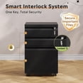 thumbnail image 5 of HZAT 3 Drawer File Cabinet, Metal Filing Cabinet with Lock, Under Desk Cabinet with Wheels for Home Office, Fits Legal/A4/Letter Size, Required Assembly, Black, 5 of 5