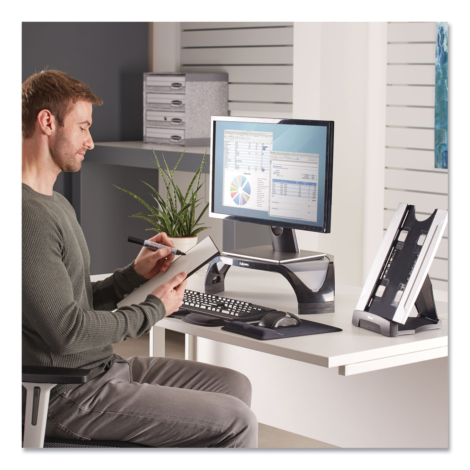 Fellowes Office Suites Desktop Copyholder, Plastic, 150 Sheet Capacity, Black/Silver - image 4 of 6