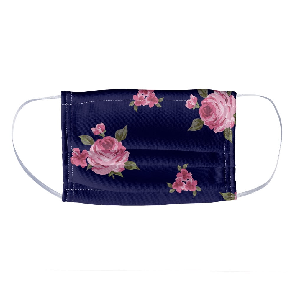 Pink Roses on Purple Flowers Pattern 1-Ply Reusable Face Mask Covering, Kids