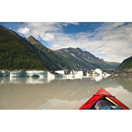 Kayakers Point Of View While Sea Kayaking Amongst Icebergs In The Lake At Valdez Glaciers Terminus Southcentral Alaska Summer Poster Print by Michael Jones  Design