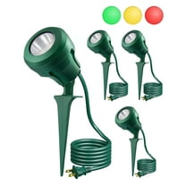 EDISHINE 4 Pack Christmas Spotlights Outdoor , LED landscape light with 3 Color Lenses Waterproof Electric plug in Light projector 400 Lumen, 5 FT Power Cord