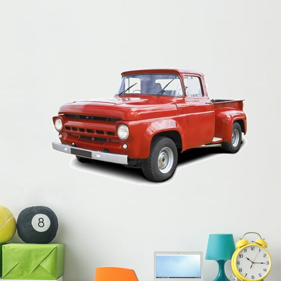 Old Red V8 Pickup Wall Decal by Wallmonkeys Peel and Stick Graphic (48 in W x 28 in H) WM59604